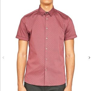 Ted Baker Franko Print Textured Short Sleeve Shirt
